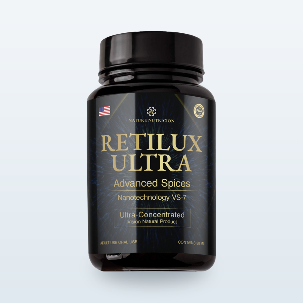 Frasco do Retilux Ultra, rotulo preto e dourado da marca Nature Nutricion, com a indicacao CONTAINS 30 ML
